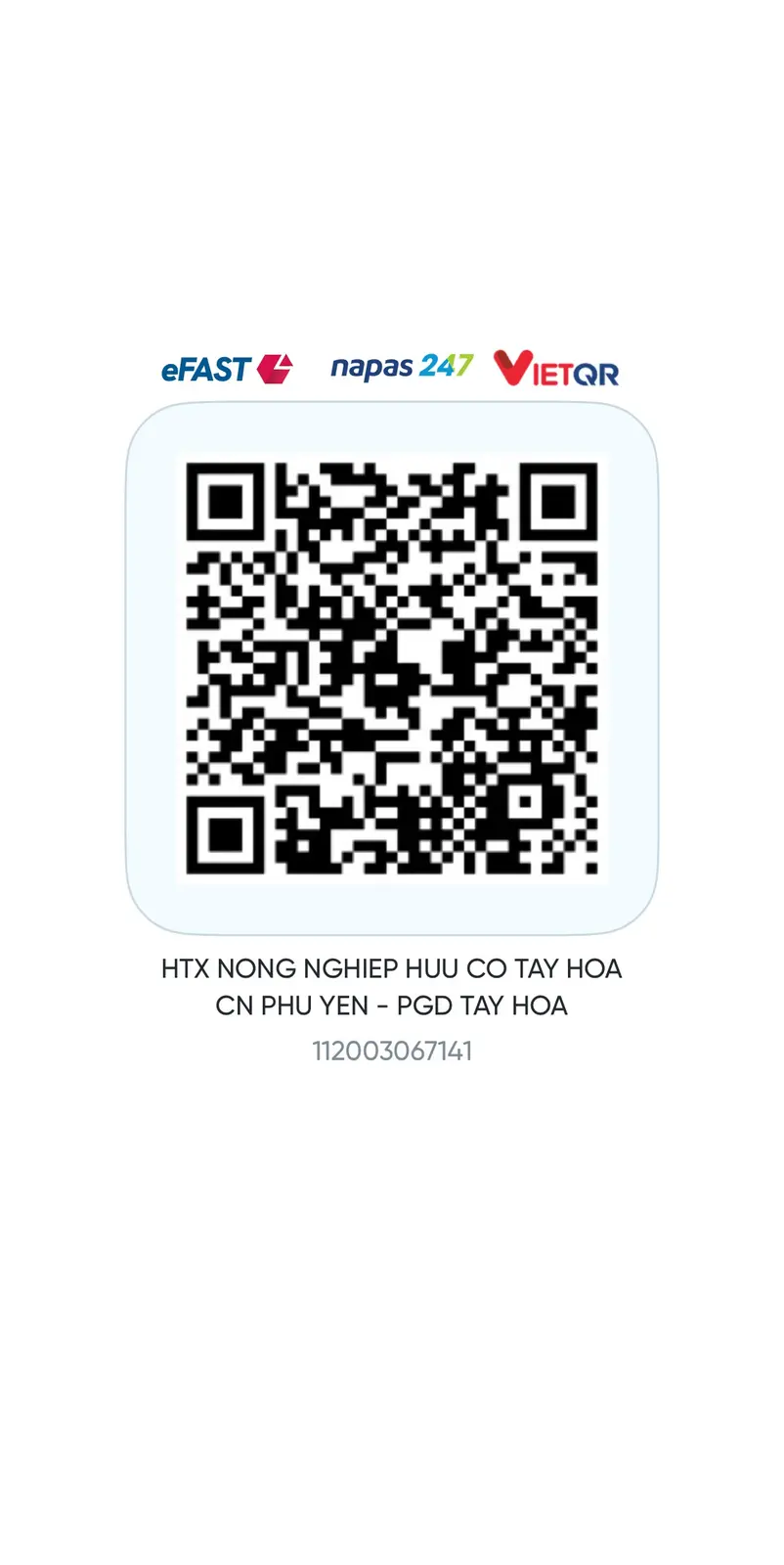 Mã VietQR của HTX Nông nghiệp Hữu cơ Tây Hòa